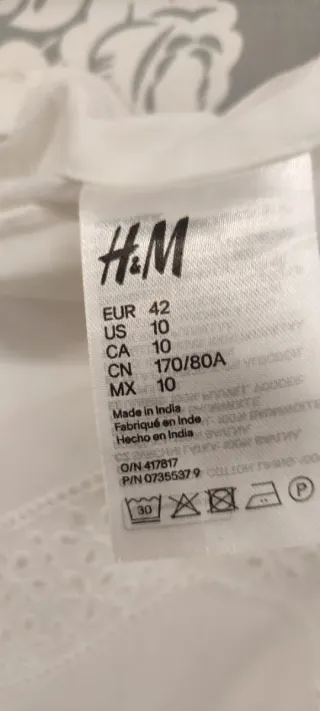 Falda blanca encaje H & M T 42