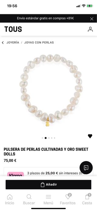 Pulsera Sweet Dolls oro y perlas Tous