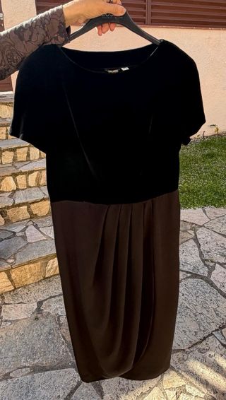 Vestido y chaqueta fiesta negro y dorado