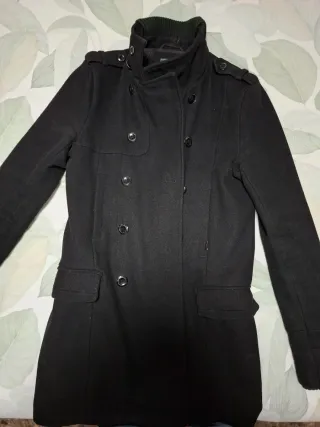 Abrigo paño negro Pull&Bear talla 38
