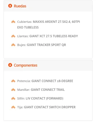 Bicicleta montaña Liv Mujer talla XS