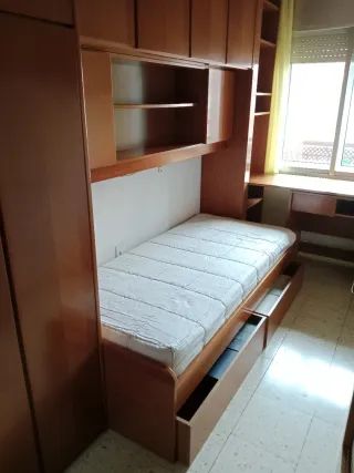 Dormitorio juvenil caoba con cajones cama nido