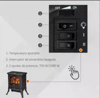 Chimenea Eléctrica 1500w, con luz ambiente