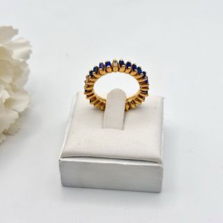 Anillo oro 18kt con diamantes y zafiros