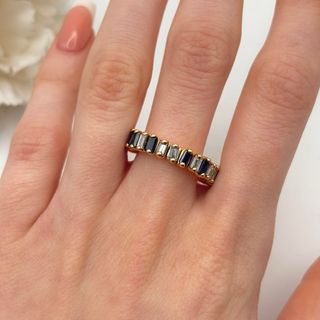 Anillo oro 18kt con diamantes y zafiros