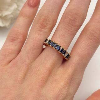 Anillo oro 18kt con diamantes y zafiros