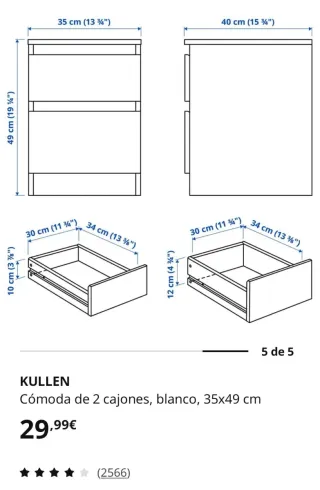 Cómoda 2 cajones blanca