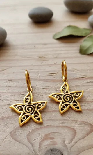 Aro acero dorado con estrella