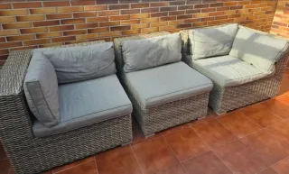 Divano da esterno in tessuto grigio