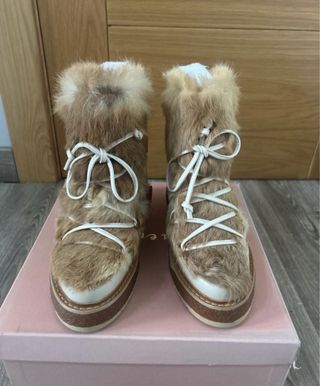 Botines Alma en Pena Piel Beige/Marrón