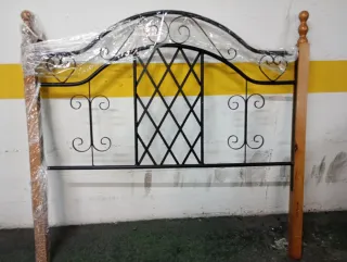 Cabecero forja y madera