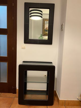 CONJUNTO RECIBIDOR: ESPEJO+CONSOLA (CUERO-CRISTAL)
