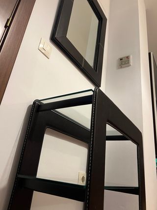 CONJUNTO RECIBIDOR: ESPEJO+CONSOLA (CUERO-CRISTAL)