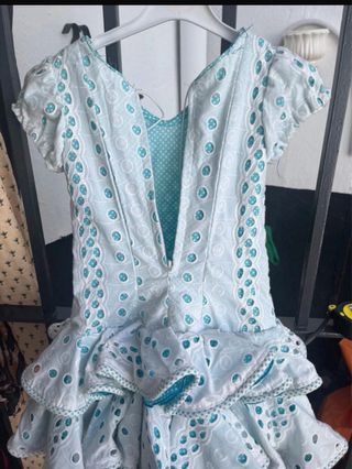 Traje de flamenca bebé rosa volantes