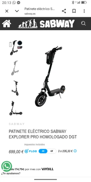 Patinete Eléctrico SABWAY ALGO NEGOCIABLE!!!