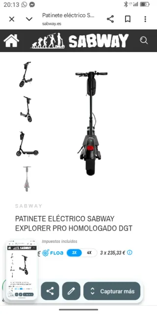 Patinete Eléctrico SABWAY ALGO NEGOCIABLE!!!