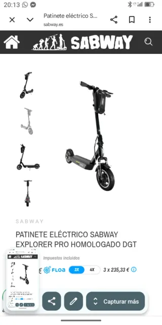 Patinete Eléctrico SABWAY ALGO NEGOCIABLE!!!