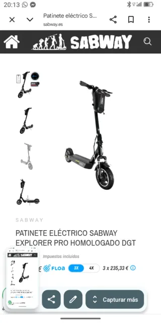 Patinete Eléctrico SABWAY ALGO NEGOCIABLE!!!