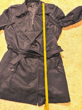 ZARA BASIC Black Double Breasted Trench Coat with