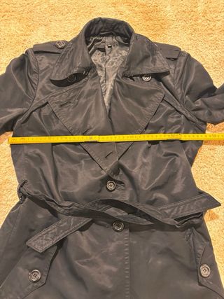 ZARA BASIC Black Double Breasted Trench Coat with