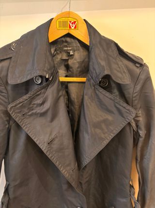 ZARA BASIC Black Double Breasted Trench Coat with