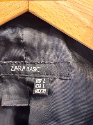 ZARA BASIC Black Double Breasted Trench Coat with