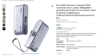 Llano S850 Transmisor y Receptor HDMI Inalámbrico