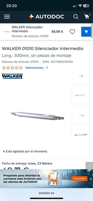 Silenciador intermedio Walker