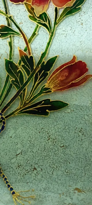 Bandeja floral artesanal de vidrio