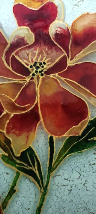 Bandeja floral artesanal de vidrio