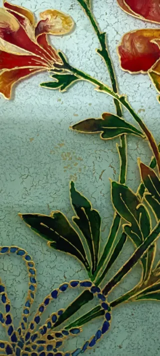 Bandeja floral artesanal de vidrio