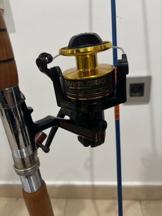 Caña antigua y carrete de pesca Daiwa