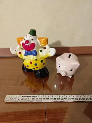 Set 2 Salvadanai Vintage: Pagliaccio Ceramica