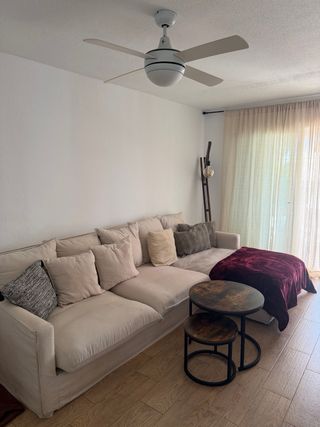 Sofá grande de tela con chaise longue