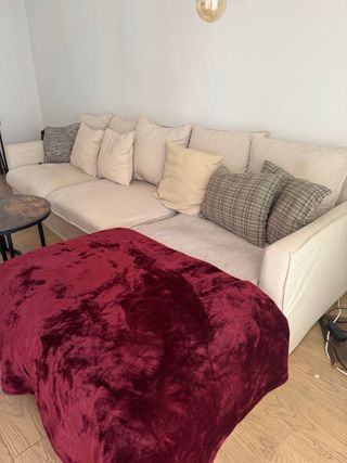 Sofá grande de tela con chaise longue