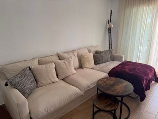 Sofá grande de tela con chaise longue