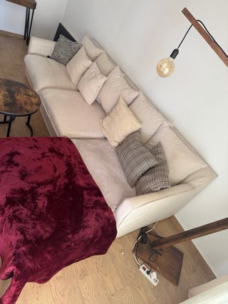 Sofá grande de tela con chaise longue