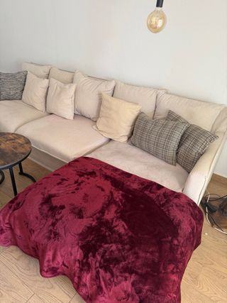 Sofá grande de tela con chaise longue