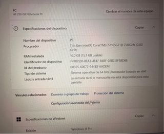 Ordenador HP 250 G8 – i7 11ª Gen – 16GB RAM