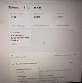 Ordenador HP 250 G8 – i7 11ª Gen – 16GB RAM