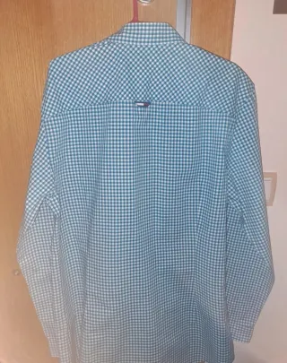 Camisa Tommy Jens Cuadros Verde Talla L.
