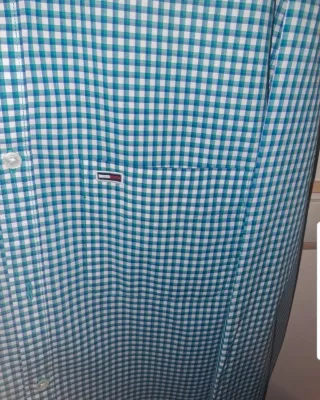 Camisa Tommy Jens Cuadros Verde Talla L.