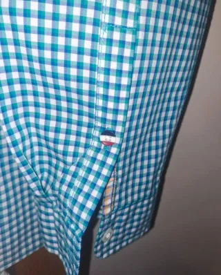 Camisa Tommy Jens Cuadros Verde Talla L.
