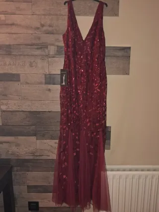 Vestido largo lentejuelas hoja talla 40