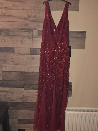 Vestido largo lentejuelas hoja talla 40