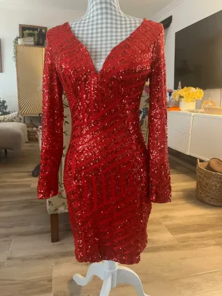 Vestido noche fiesta cóctel rojo