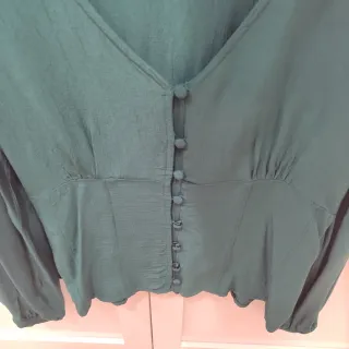 Blusa Naf Naf Talla M Verde Botones