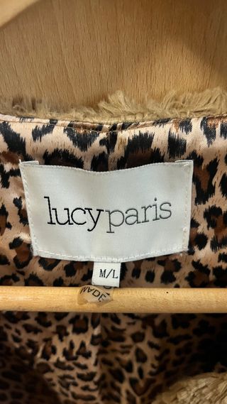 Chaqué pelo beige Lucy Paris forro leopardo