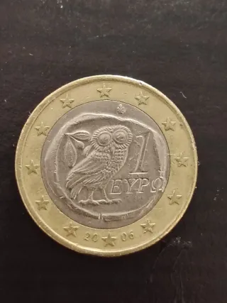 Moneda de 1 euro griega búho muy rara