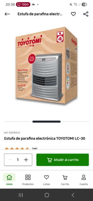 Estufa Parafina Toyotomi 2 meses